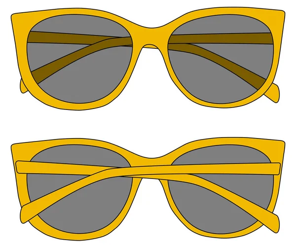 Yellow Tinted Eyeglasses Vector Illustration Front Back View — Stock Vector