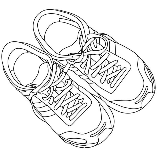 Snickers Zapatos Línea Dibujo Vector Ilustración — Vector de stock