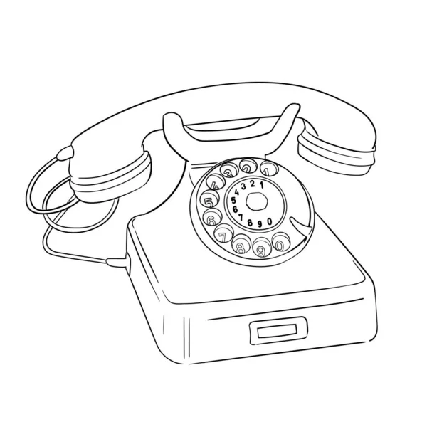 Retro Telephone Line Art Vector Illustration — Stock Vector