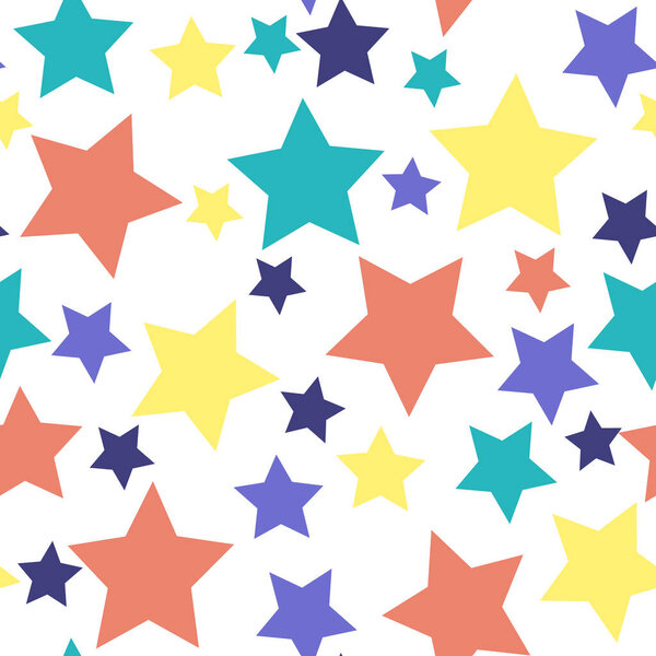 Colorful stars isolated vector seamless pattern