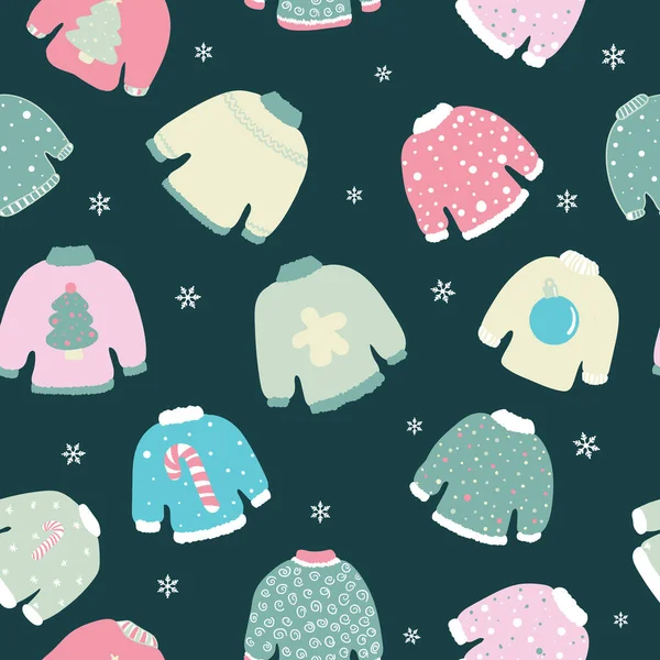 Camisolas Coloridas Natal Padrão Sem Costura — Vetor de Stock