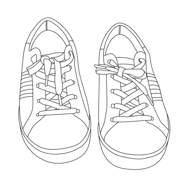 Sneakers Línea Arte Dibujo Vector Ilustración — Vector de stock