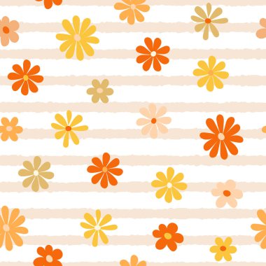 El çizgileri üzerinde yaz çiçeği vektörsüz desen