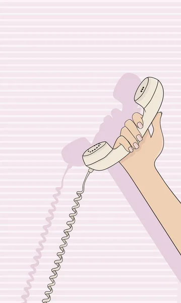 手を握る古い電話ベクトル図 — ストックベクタ