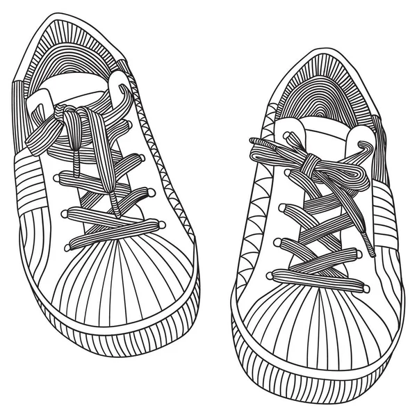 Sneakers Línea Arte Dibujo Vector Ilustración — Vector de stock