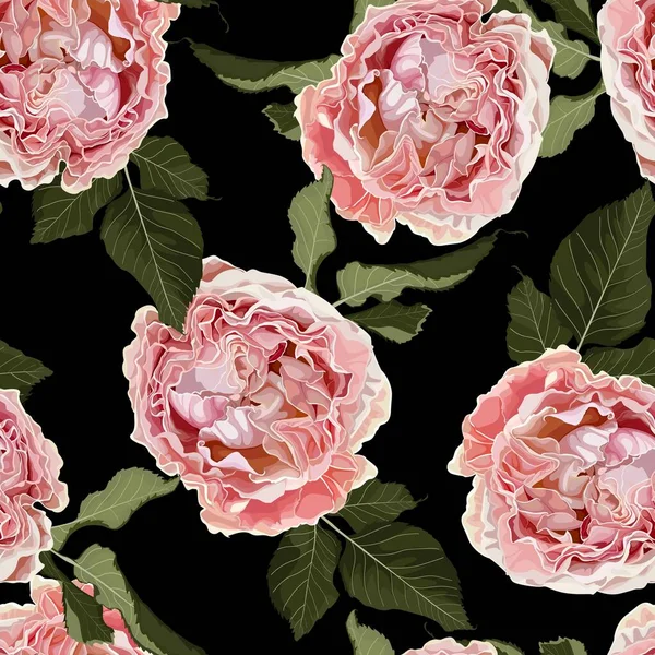 Patrón Floral Sin Costuras Con Flores Rosas Rosadas Sobre Fondo — Archivo Imágenes Vectoriales