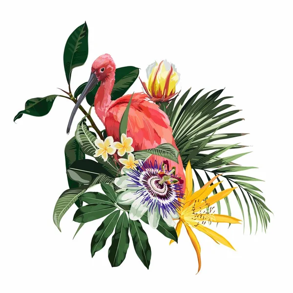 Tropische Einladung Florale Einladung Danke Modernes Kartendesign Rsvp Tropischer Strauß — Stockvektor