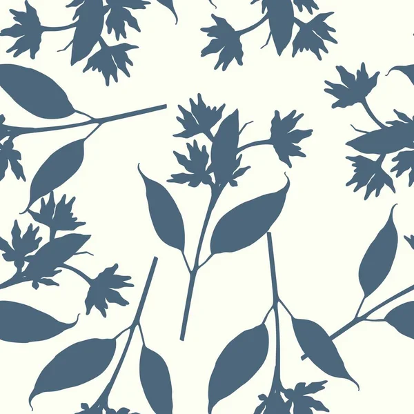 Virágos Zökkenőmentes Minta Kék Eukaliptusz Ágakkal Kényes Háttér Szövetek Ruhák — Stock Vector