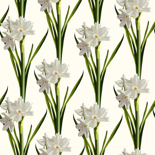 Retro Blumen Nahtlose Muster Narzissen Frühlingsblumen Narzissen — Stockvektor