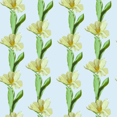 Sarı lale çiçekli güzel botanik deseni. Kusursuz desen. Kumaş, duvar kağıdı, tasarımcı baskısı için güzel bir baskı.