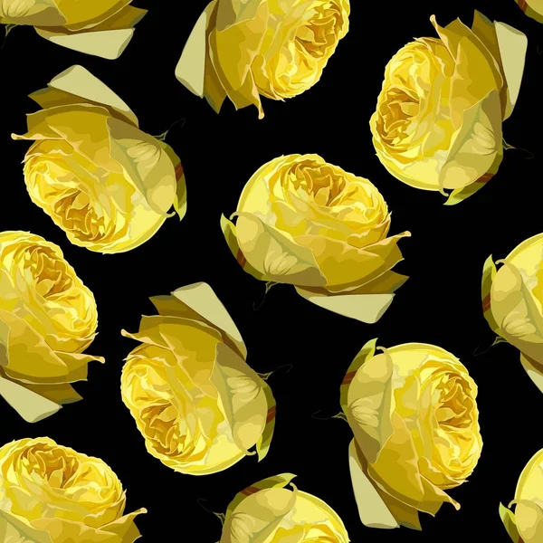 Motif Floral Sans Couture Avec Des Fleurs Roses Pivoines Jaunes — Image vectorielle