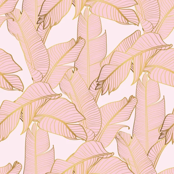 Abstraktní Umění Pink Golden Opouští Pozadí Tapetový Design Liniovou Texturou — Stockový vektor