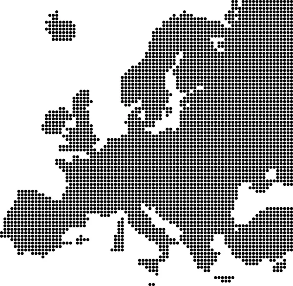 Mapa pontilhado da Europa — Vetor de Stock