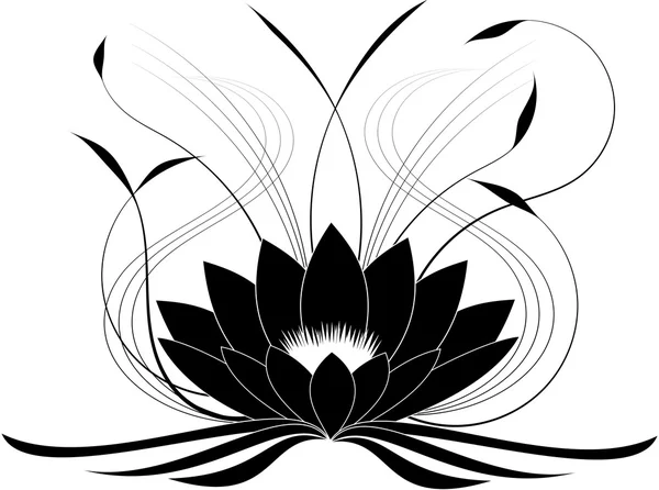 Black japanese lotus — Stock Vector