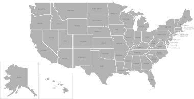 Simlified vector map of USA clipart