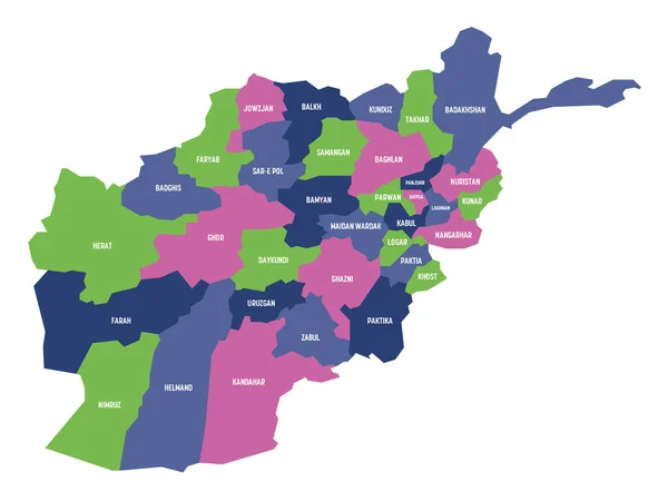 Afganistán - mapa de provincias — Vector de stock