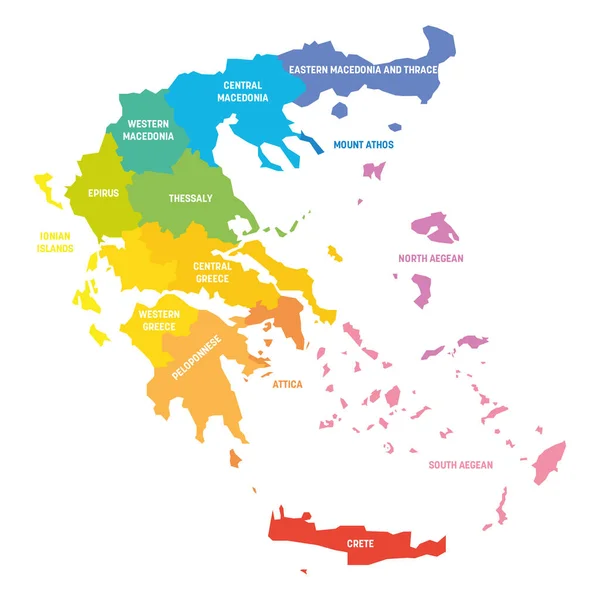 Ελλάδα - Χάρτης των αποκεντρωμένων διοικήσεων — Διανυσματικό Αρχείο