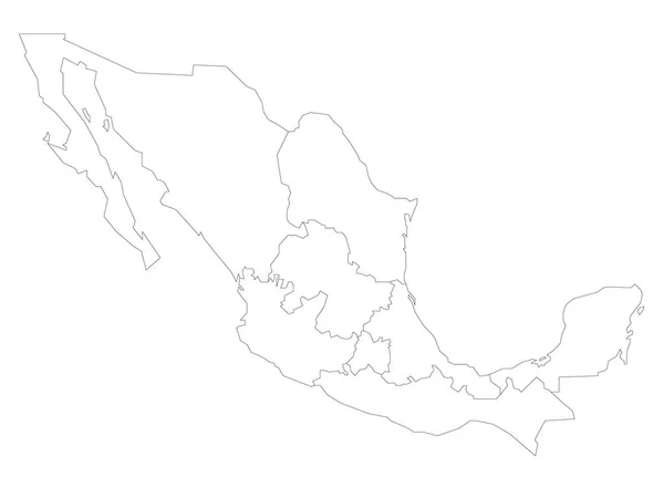 México - mapa de regiones — Archivo Imágenes Vectoriales