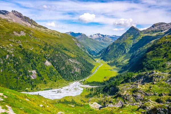 Prato Verde Nella Valle Alpina Valle Gschlosstal Parco Nazionale Degli — Foto Stock