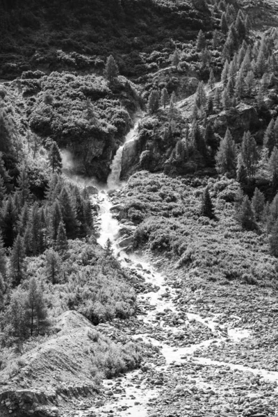 Wild Alpine Waterfall Schlatenbach Mountain Stream Gschloesstal Valley Hohe Tauern Stock Photo