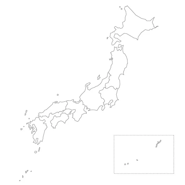 Japão - mapa político das regiões — Vetor de Stock