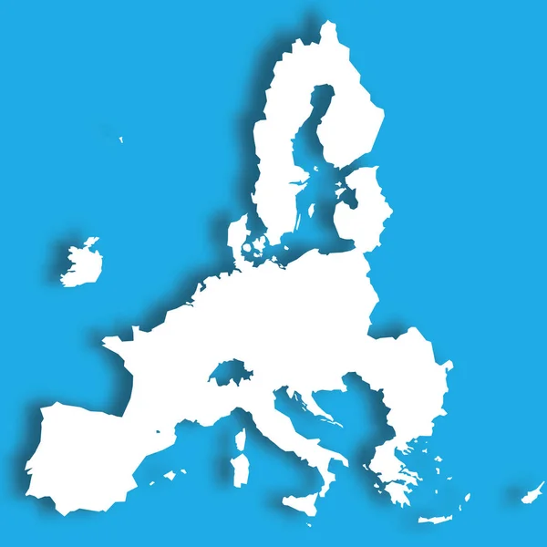 Λευκό 3D χάρτη της Ευρωπαϊκής Ένωσης — Διανυσματικό Αρχείο