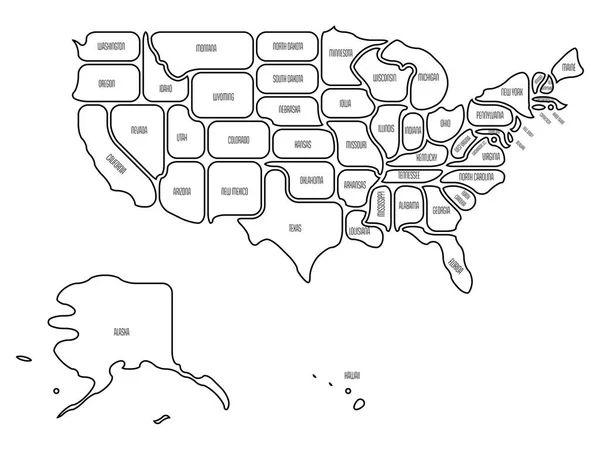 Mappa liscia generalizzata degli Stati Uniti — Vettoriale Stock