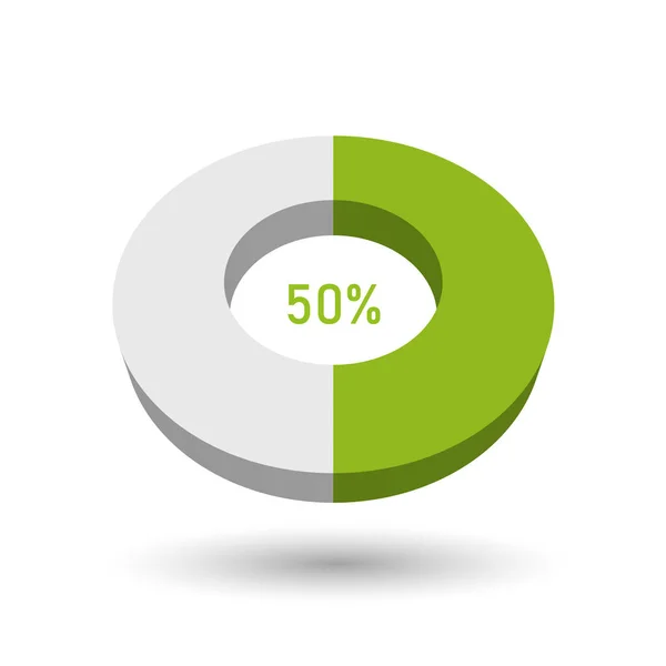 Grafico a torta vettoriale 3D al 50% — Vettoriale Stock