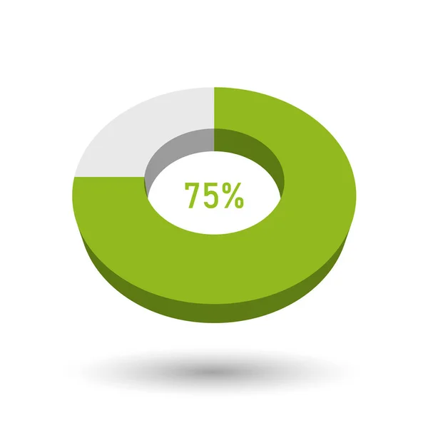 75% 3D vektor pite chart — Stock Vector