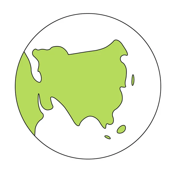 Упрощенный очертания земной шар с картой мира сосредоточены на Азии. Векторная иллюстрация — стоковый вектор