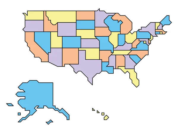 Mapa retro generalizado de Estados Unidos — Vector de stock