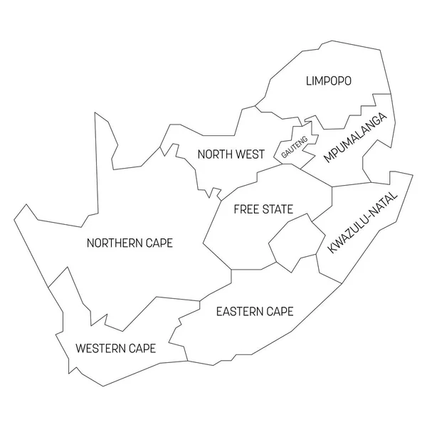 África do Sul - mapa das províncias —  Vetores de Stock