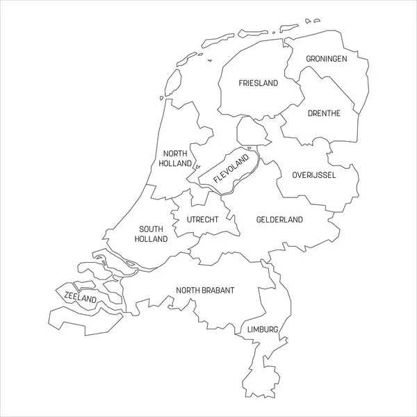 Netherlands - map of provinces — Stock Vector