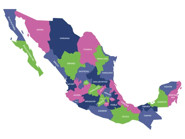 États du Mexique carte — Image vectorielle