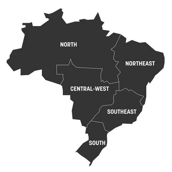 Brasil - mapa de regiones — Vector de stock