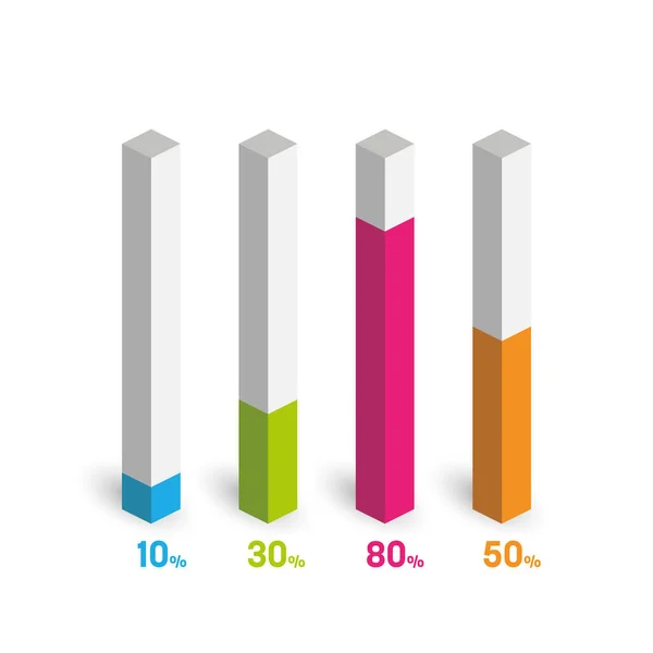 Percentage staafdiagram van 4 kolommen — Stockvector