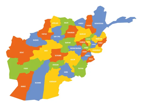 Afganistán - Mapa regional de provincias — Vector de stock