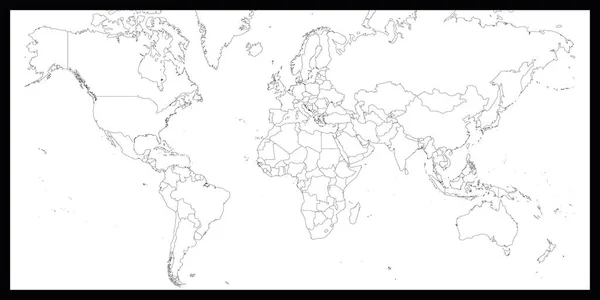Carte politique du monde en noir. — Image vectorielle