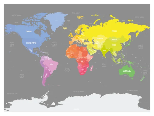 Mapa político colorido do mundo — Vetor de Stock