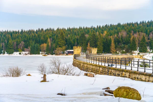 Dam on Cerna Nisa in winter time — Stock Photo, Image