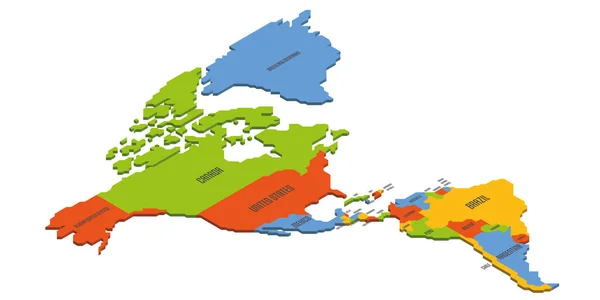 Mapa político isométrico das Américas — Vetor de Stock