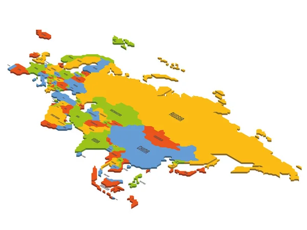 Isometrische politieke kaart van Eurazië — Stockvector