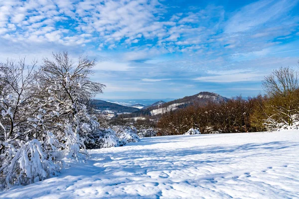 Scénický zimní pohled na Lužické hory — Stock fotografie