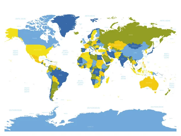 Висока детальна політична карта світу — стоковий вектор