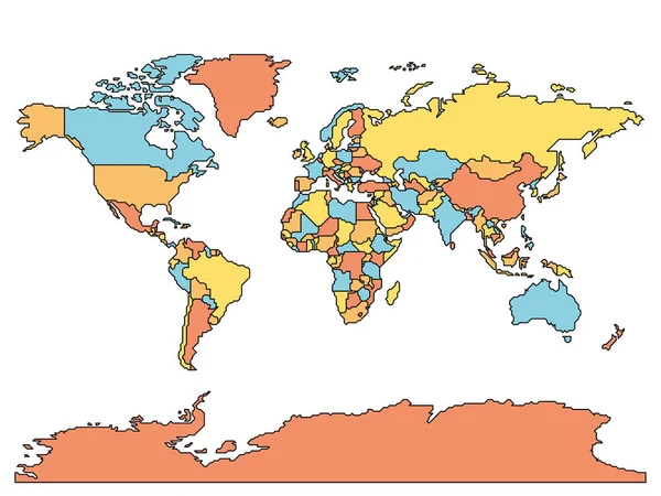 Zjednodušené hladké ohraničení Mapa světa — Stockový vektor