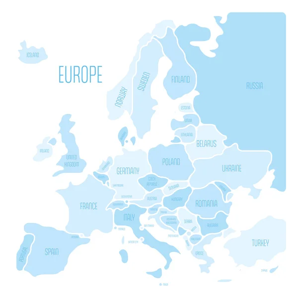 Carte simplifiée et fluide de l'Europe — Image vectorielle