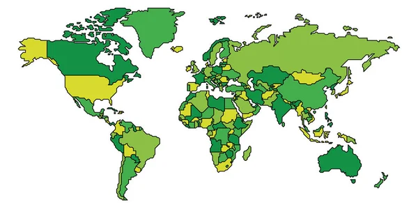 Frontera lisa simplificada Mapa del mundo — Vector de stock