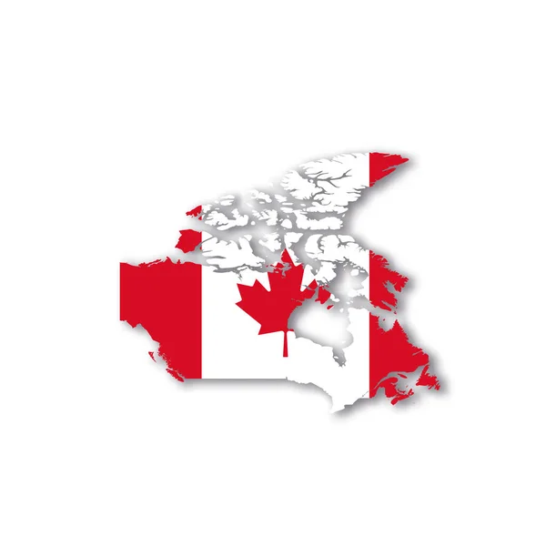 Bandera nacional de Canadá en forma de mapa de país — Archivo Imágenes Vectoriales