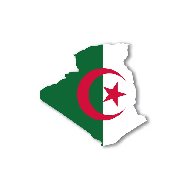 Nationale vlag van Algerije in de vorm van een landenkaart — Stockvector