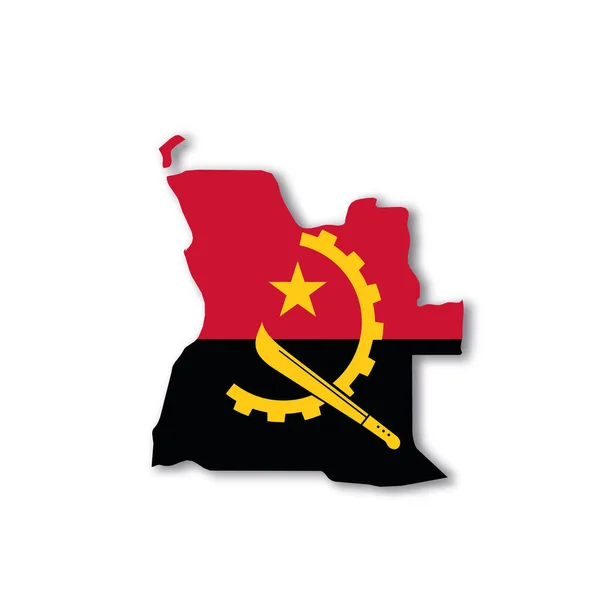 国家地图形状的安哥拉国旗 — 图库矢量图片